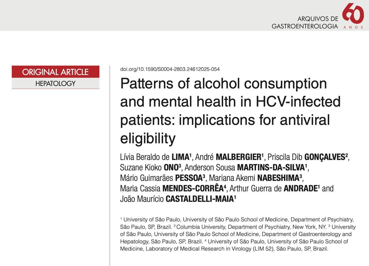 Consumo de álcool, saúde mental e hepatite C - o que aprendemos com um estudo recente