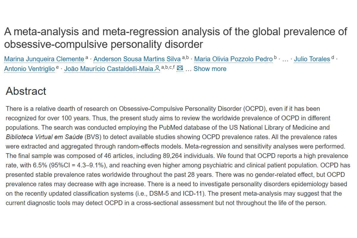 Transtorno de personalidade obsessivo-compulsiva: o que encontramos sobre sua prevalência no mundo