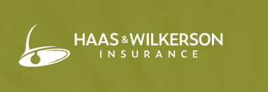 Haas & Wilkerson Insurance logo in white on an olive green background