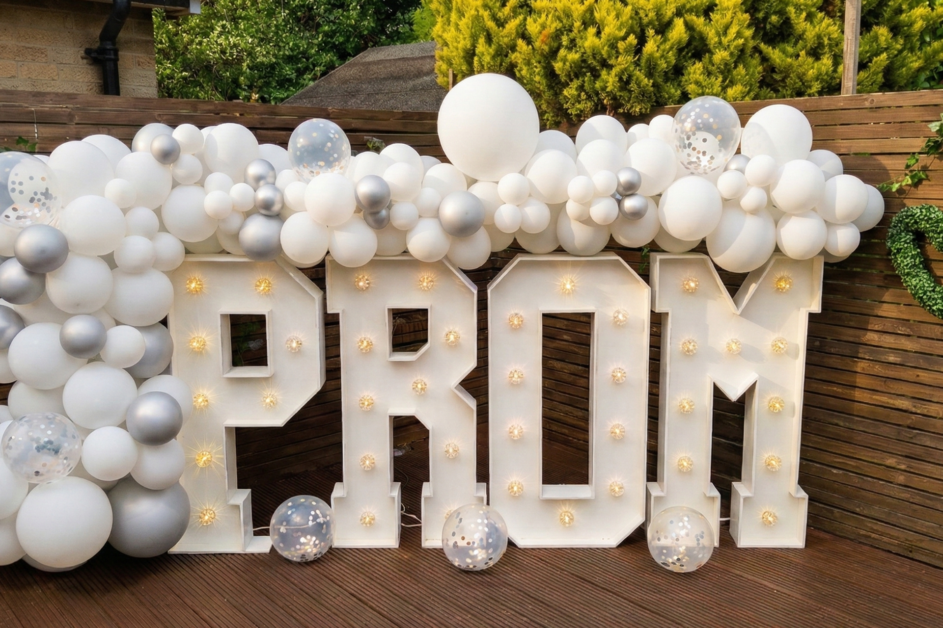 Ace Party Light Up Letters PROM with White Balloon Garland
