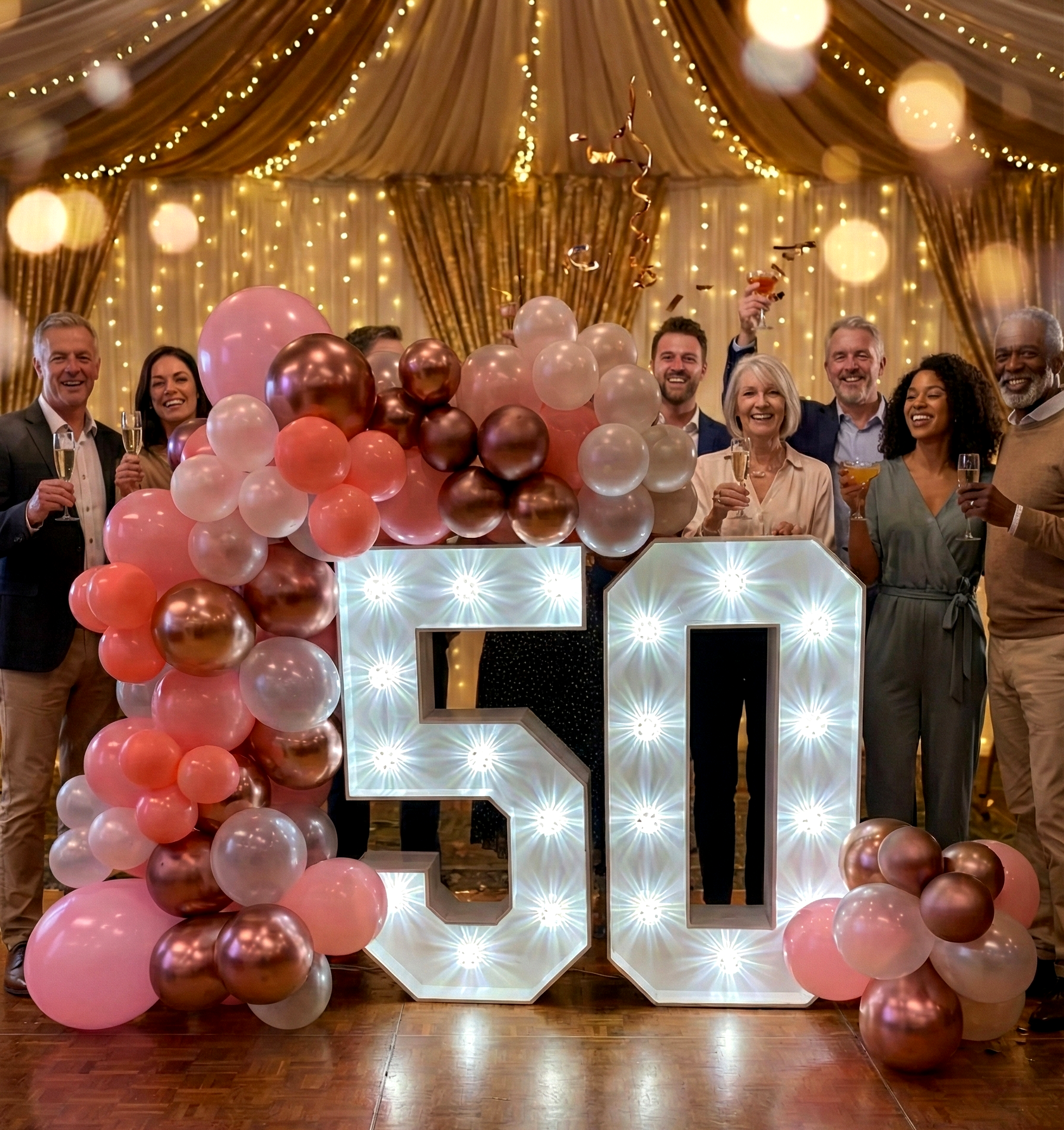 Ace Party Light Up Numbers 50 with Matching Balloon Garland