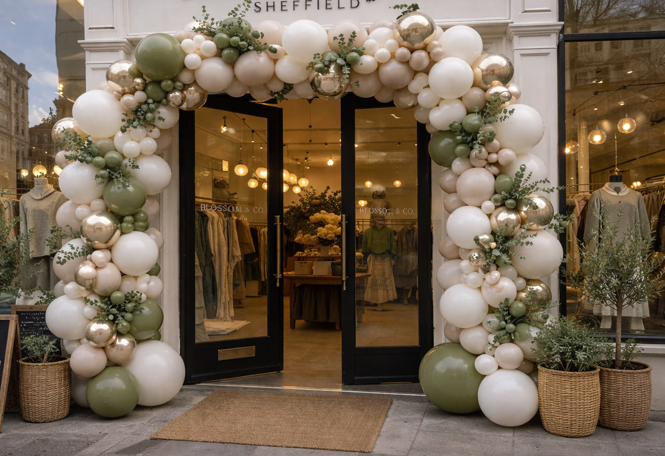 Ace Party Balloon Arch Entrance in White and Green