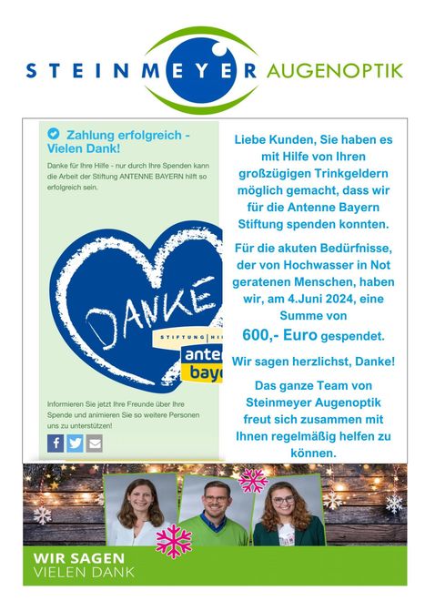Eine Werbung für Steinmeyer Augenoptik mit einem Herz darauf