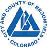 City and County of Broomfield, Colorado circular logo with blue mountain graphic and text