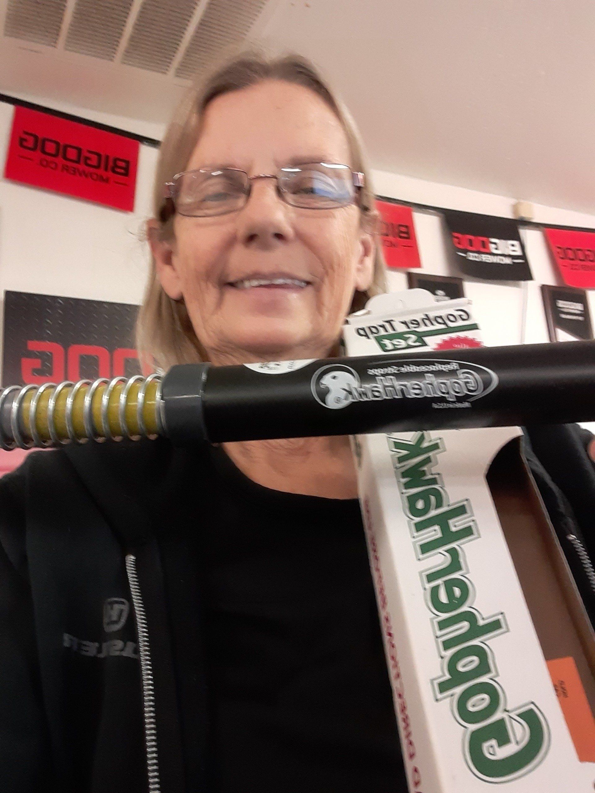 Cindy Rogers Holding a GopherHawk
