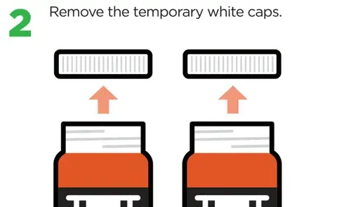 a step by step illustration showing how to remove the temporary white caps from a jar .
