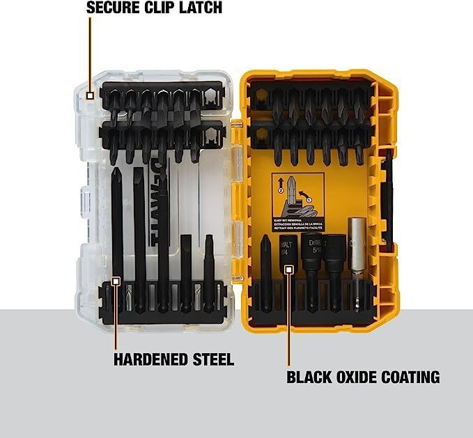 a set of drill bits in a case with hardened steel and black oxide coating .