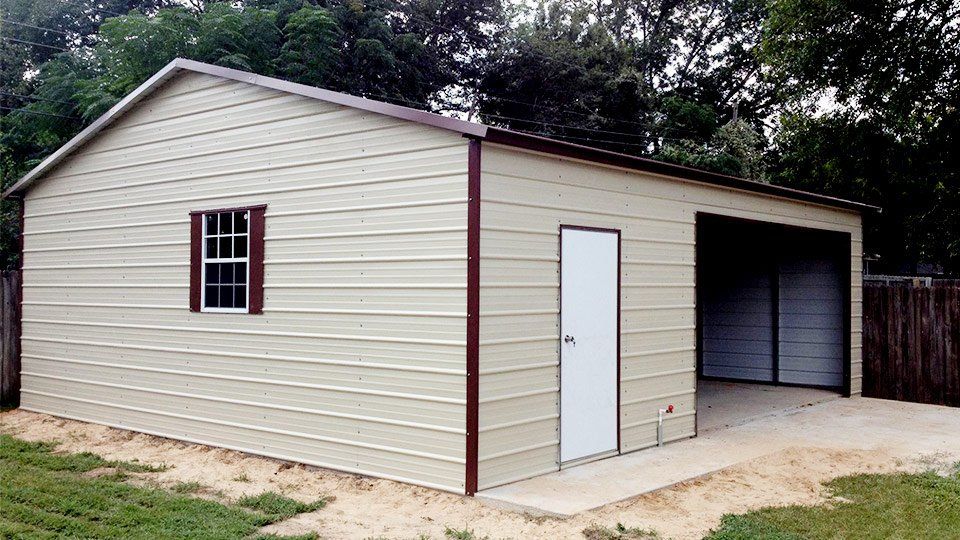 Texwin Steel Garage Tan & Red