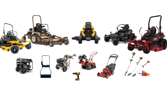 Assortment of six mini off-road utility vehicles and accessories on a white background