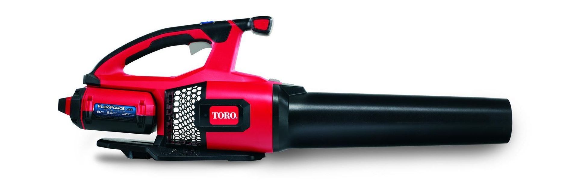 A red and black toro blower on a white background.