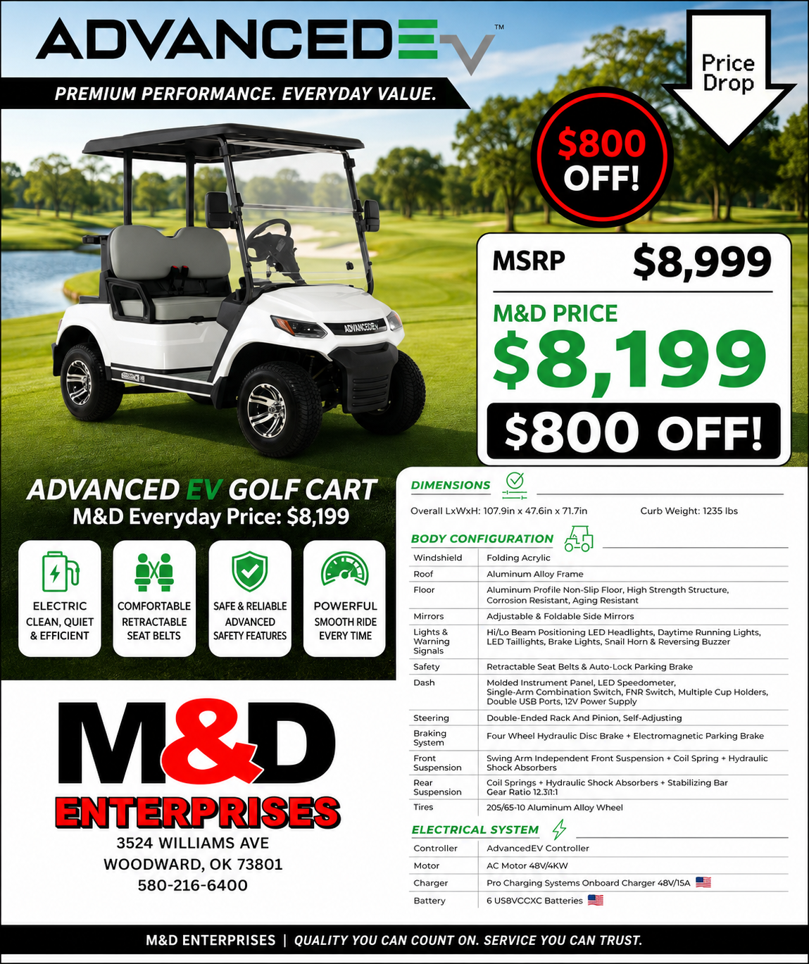 $800 Off AdvancedEV Golf Cart