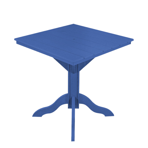 a blue polyurethane table with a white background