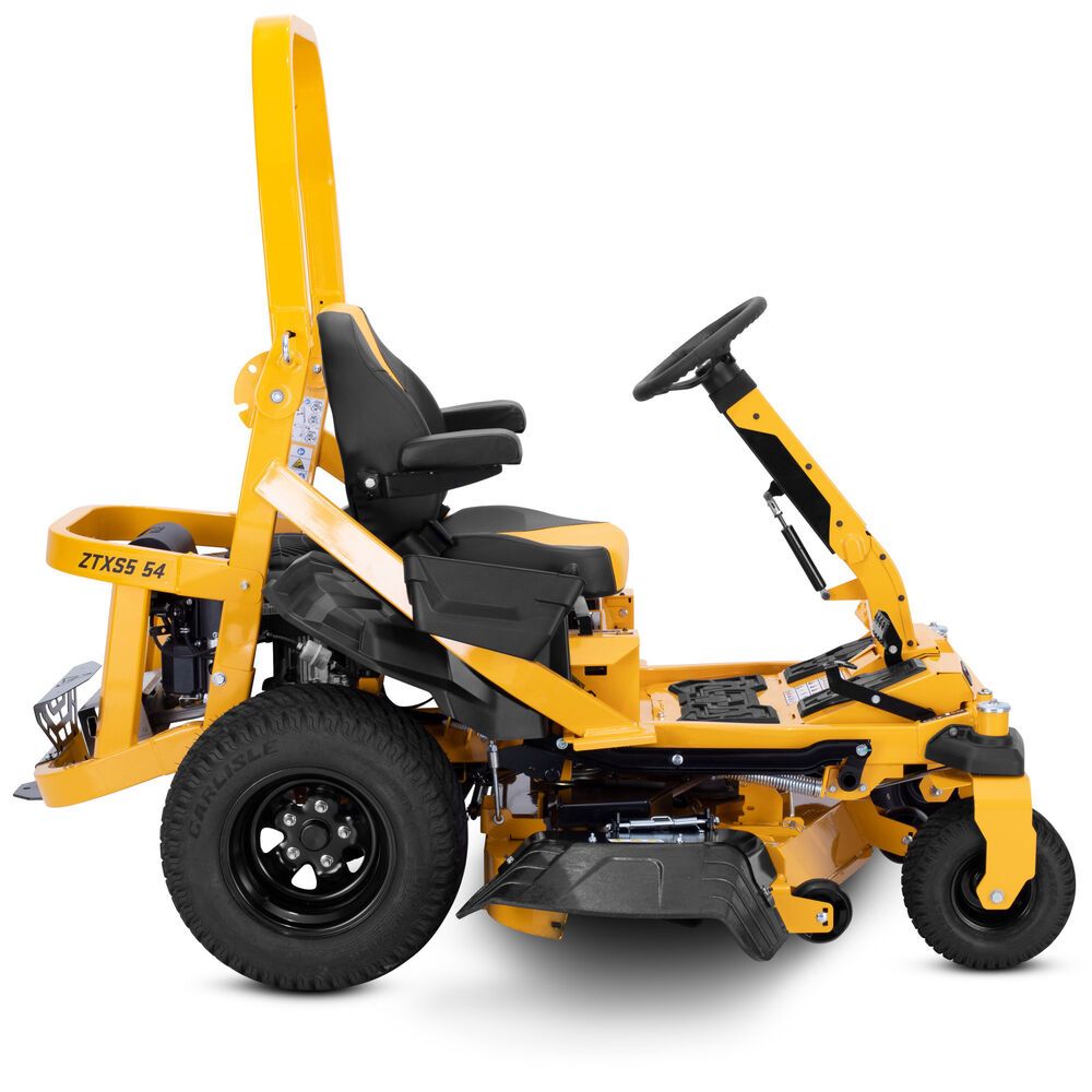 A cub cadet mower with a black seat on a white background