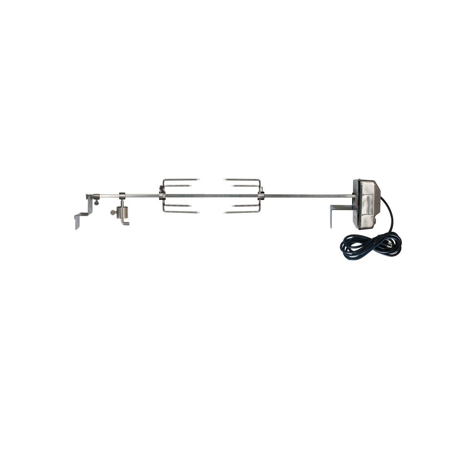 a stainless steel rotisserie with a motor attached to it