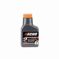 A bottle of echo power blend 2 stroke oil on a white background.