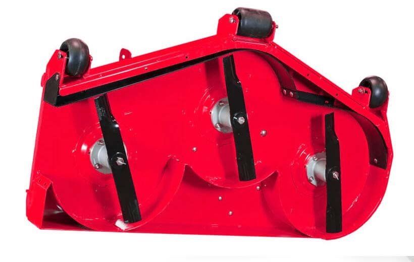 A Big Dog mower with three blades and wheels