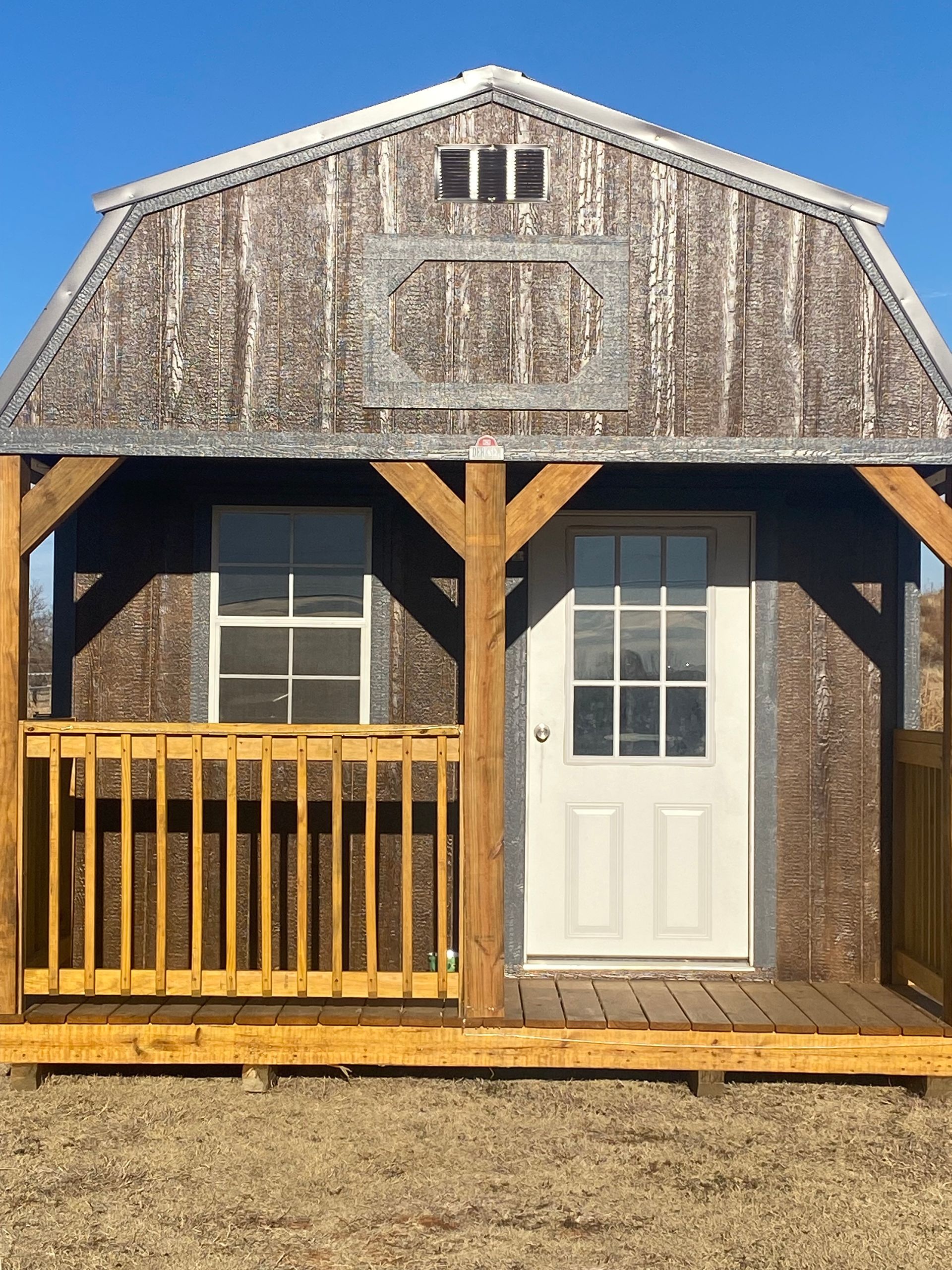 Pre-Owned 12x16 Lofted Barn Cabin
w/ Electrical Package & 5ft Roll-up Door