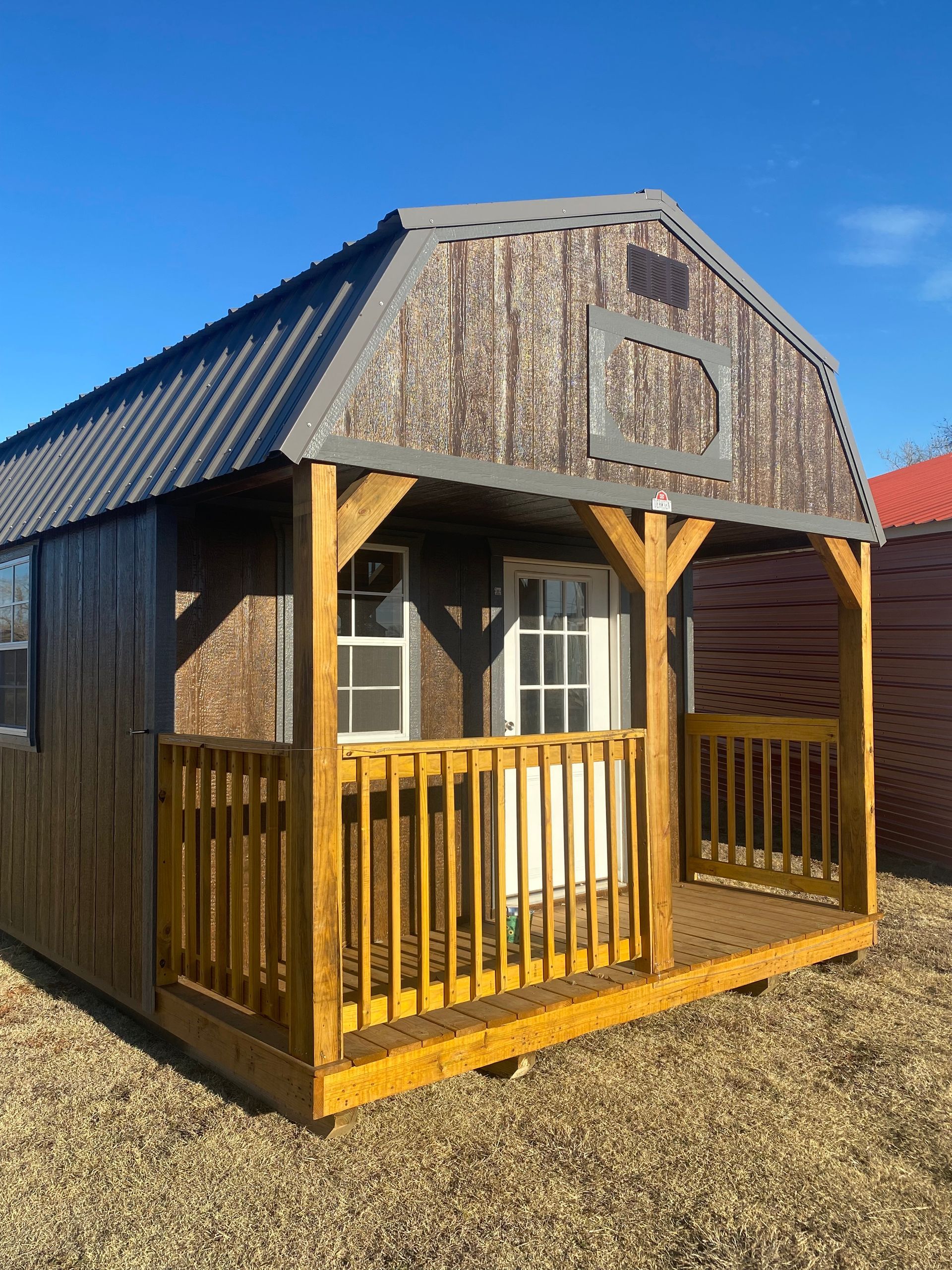 Pre-Owned 12x16 Lofted Barn Cabin
w/ Electrical Package & 5ft Roll-up Door