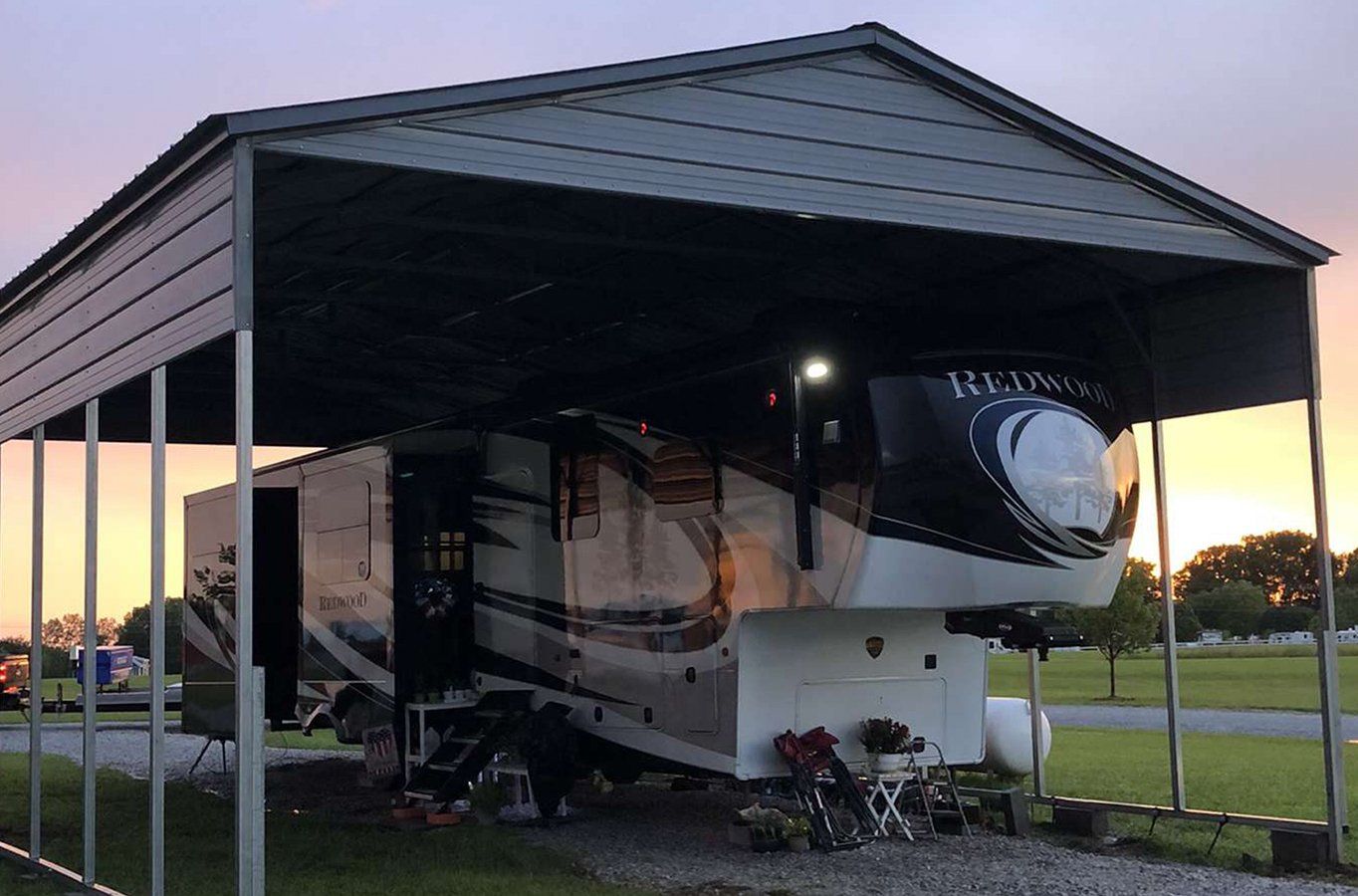 RV under a carport