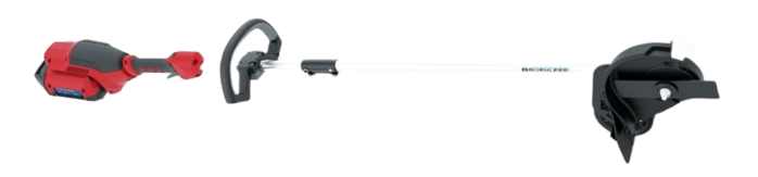 A red and black object is being disassembled on a white background.