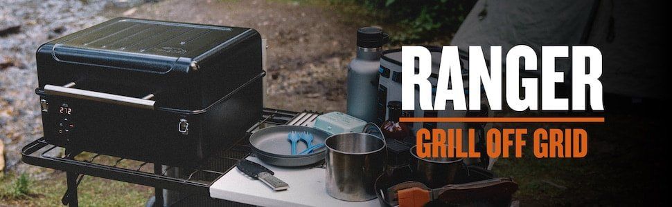 A ranger grill off grid is sitting on top of a table.