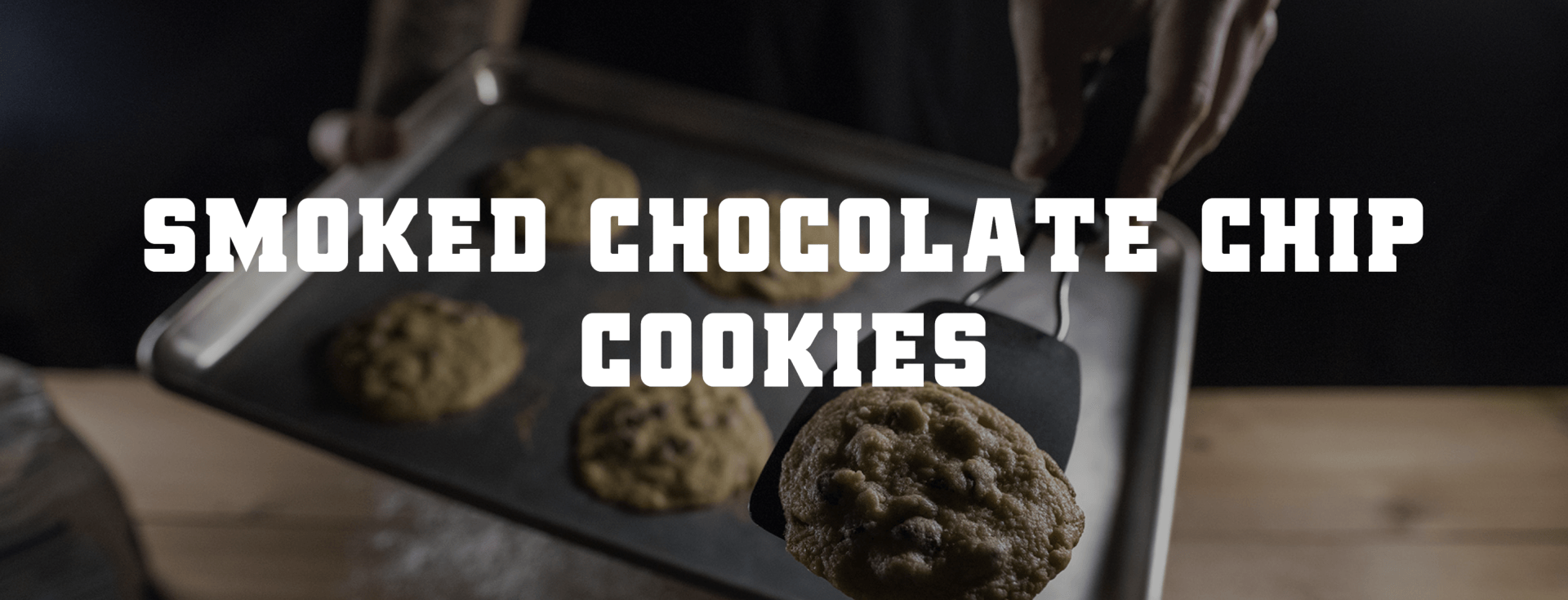 A tray of smoked chocolate chip cookies on a table