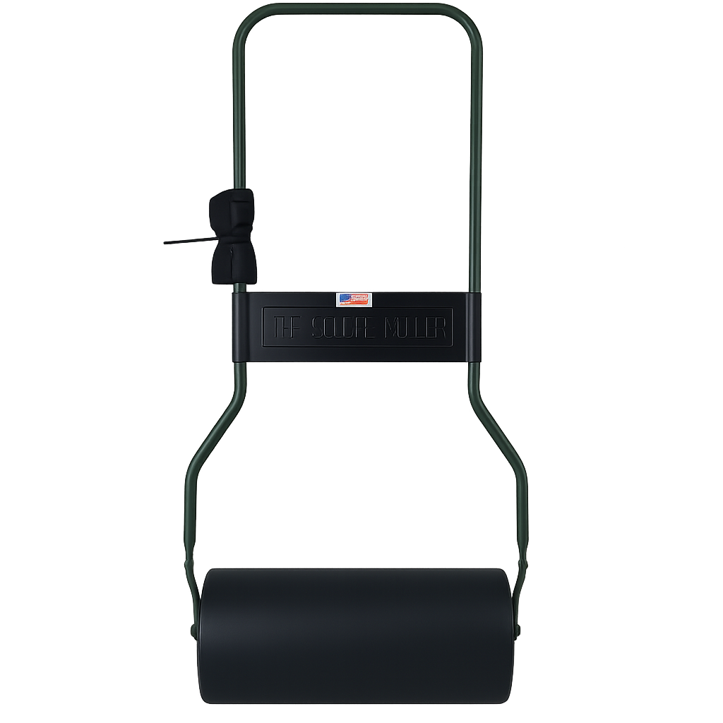 Black handheld rolling suitcase with an extended handle on a white background
