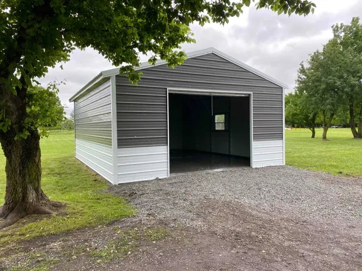 Gray and White Garage