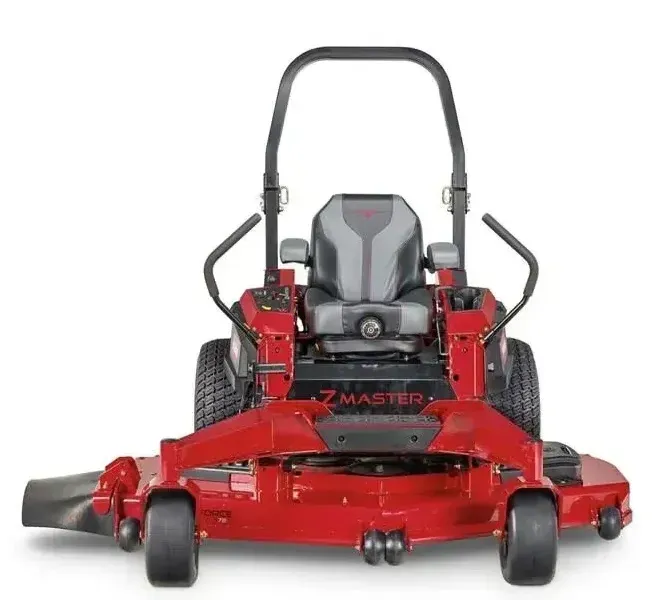 Yellow and black zero-turn riding lawn mower on a white background