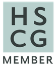 HSCG MEMBER logo in dark gray on light teal background