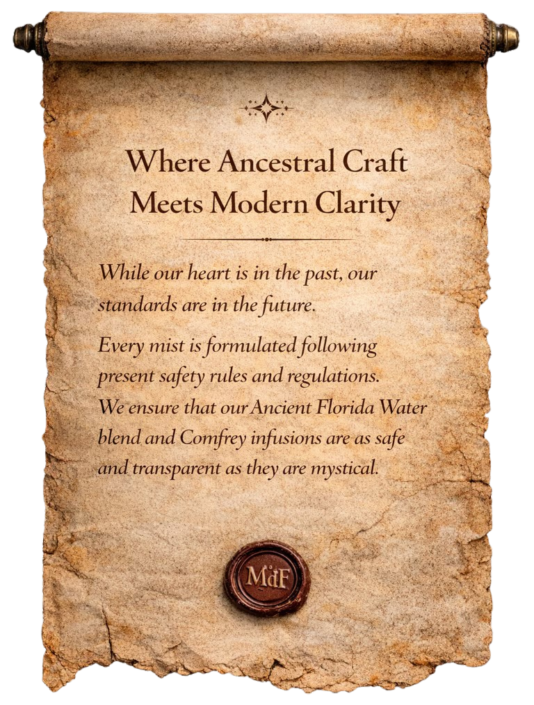 Vintage parchment scroll ad with the headline “Where Ancestral Craft Meets Modern Clarity.”