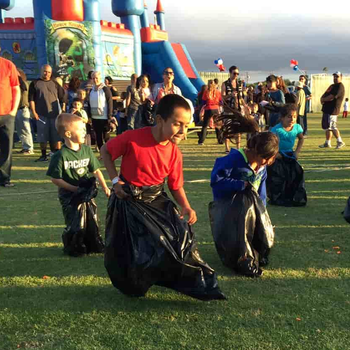 Kids doing sack races