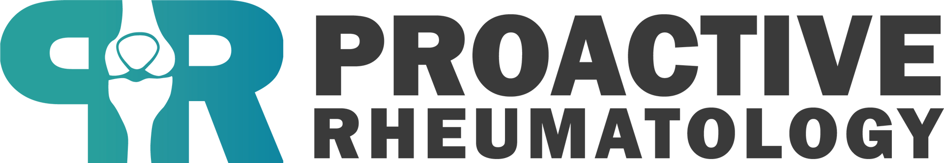 Proactive Rheumatology logo with teal icon and black text on white background
