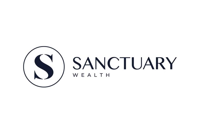 Sanctuary Wealth logo with stylized black “S” in a circle on a white background
