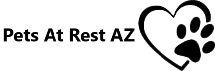 Pets At Rest AZ logo with a heart-shaped paw print icon