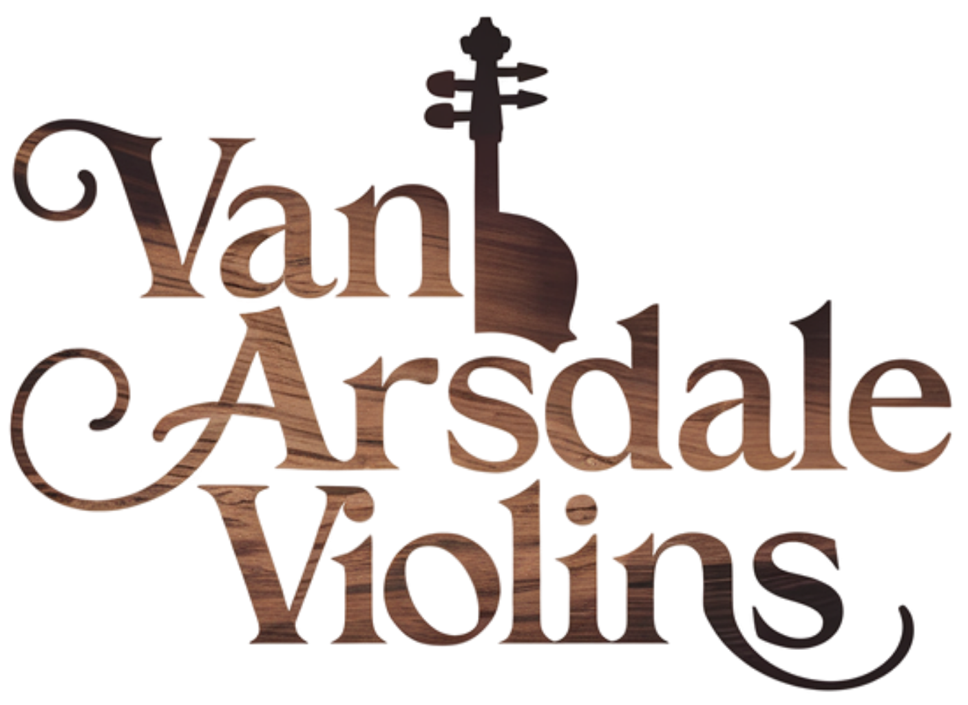 Van Arsdale Violins logo with brown violin silhouette and stylized text