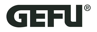 Een zwart-wit logo voor gefu op een witte achtergrond.