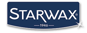 Een blauw en wit sterrenwax-logo op een witte achtergrond.