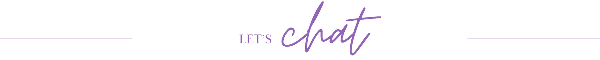 Minimal logo with purple script text reading “let’s chat” on a light background