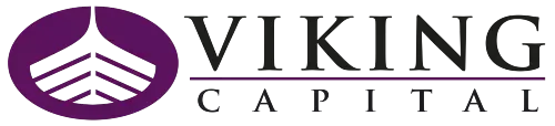 Viking Capital logo with purple Viking helmet icon and black text on white background
