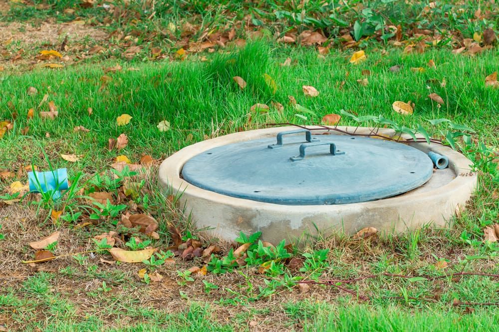 A Manhole Cover Is Sitting In The Middle Of A Lush Green Field — All Hours Vac Truck In Yeppoon, QLD