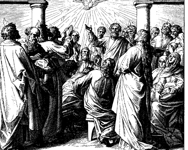 Pentecost woodcut by Julius Schnorr von Carolsfeld