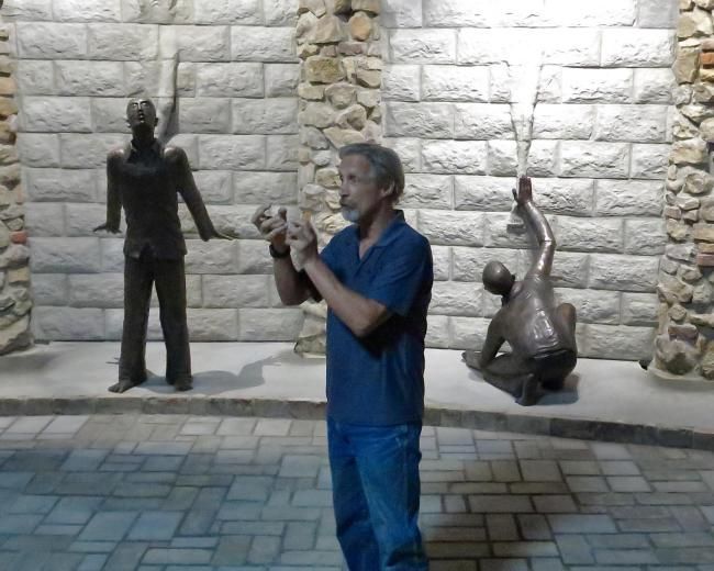 Rick Wienecke in front of his Fountain of Tears