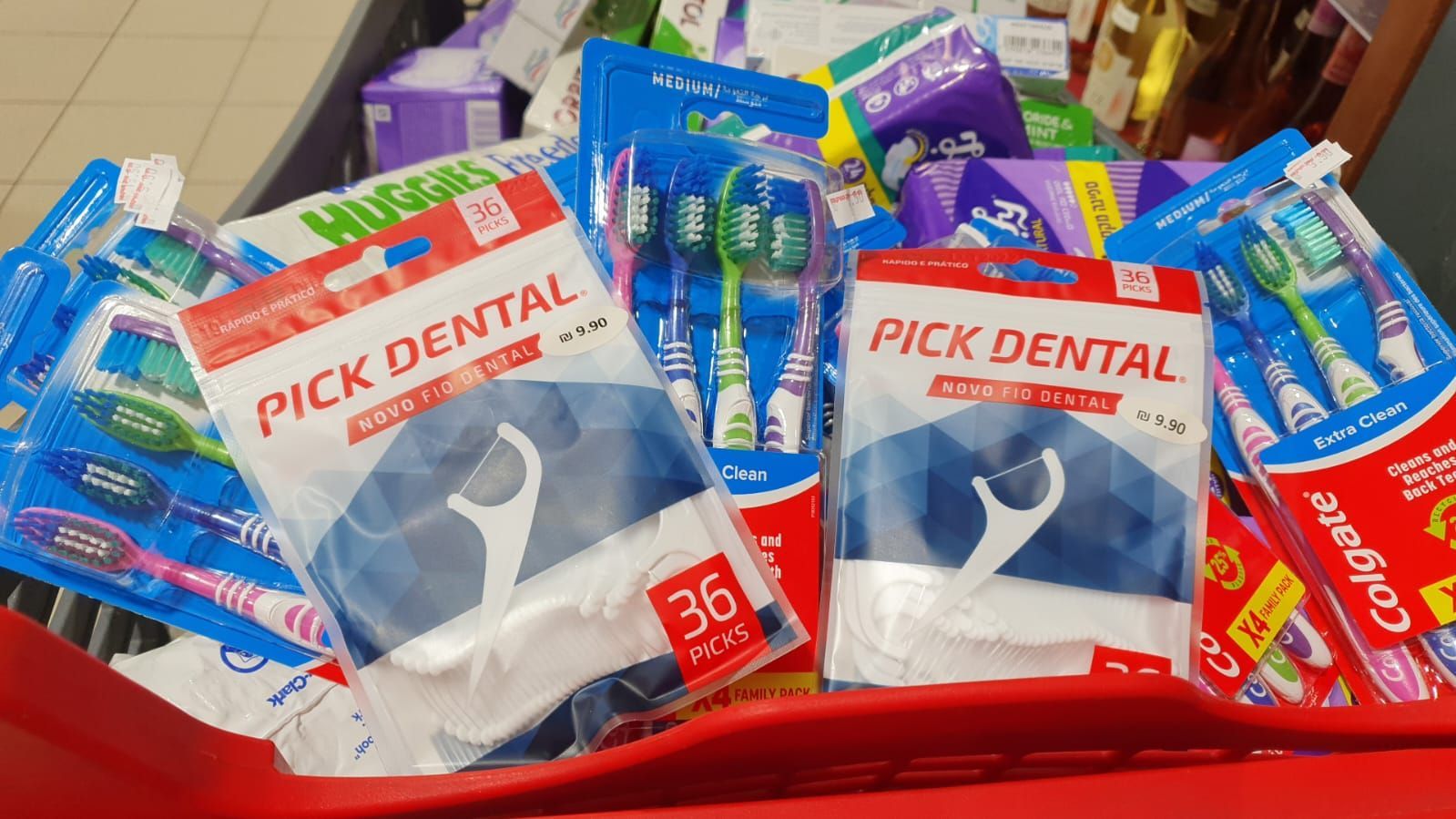 toothbruches and dental floss picks