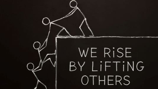 stick people climbing with quote