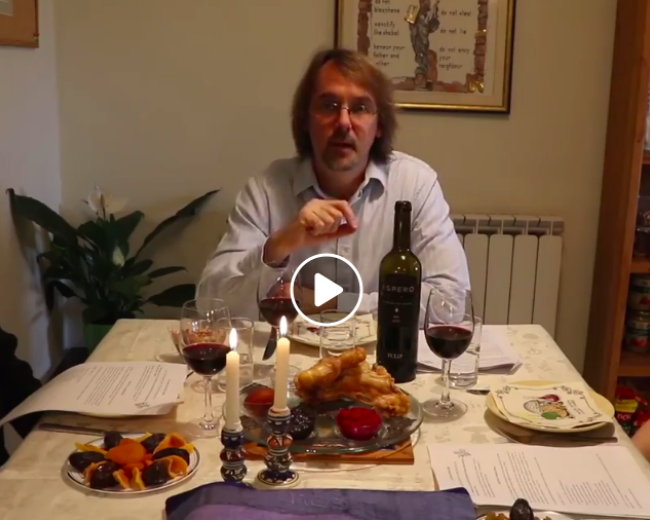 Family having passover seder