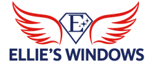 Ellie’s Windows logo with blue and red wings around a diamond-shaped “E” emblem