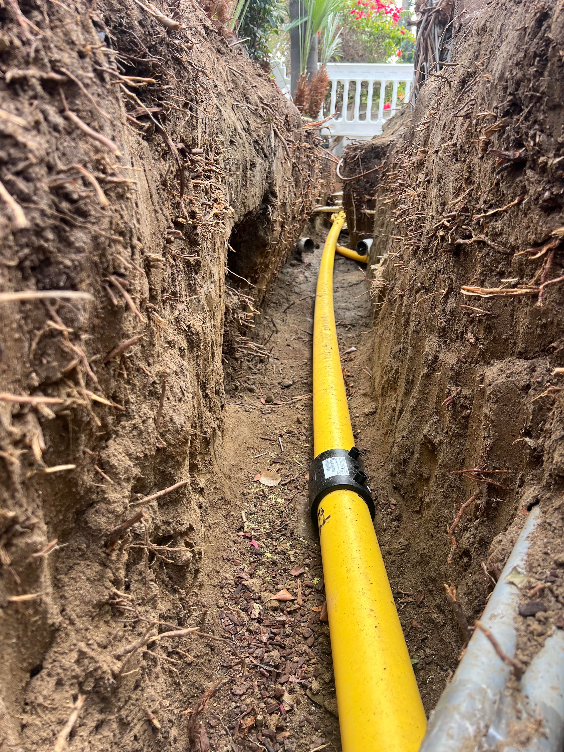 Underground gas line installation in North County San Diego by Williams Mechanical Co