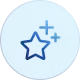 A blue star with two plus signs in a circle.