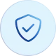 A blue shield with a check mark inside of it in a circle.